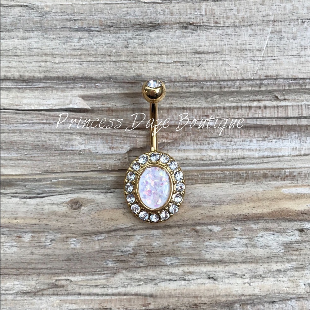 Gold Opal Elegance Belly Button Ring